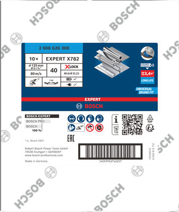 Lamelový kotouč Bosch EXPERT X782 G40 X-Lock na kov, 125 mm.
